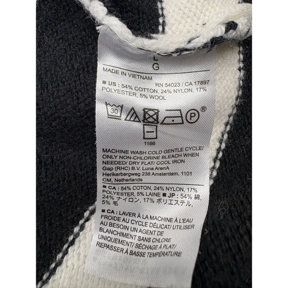 Banana Republic Striped Turtleneck Sweater Black White Modern Minimalist L - Picture 3 of 11